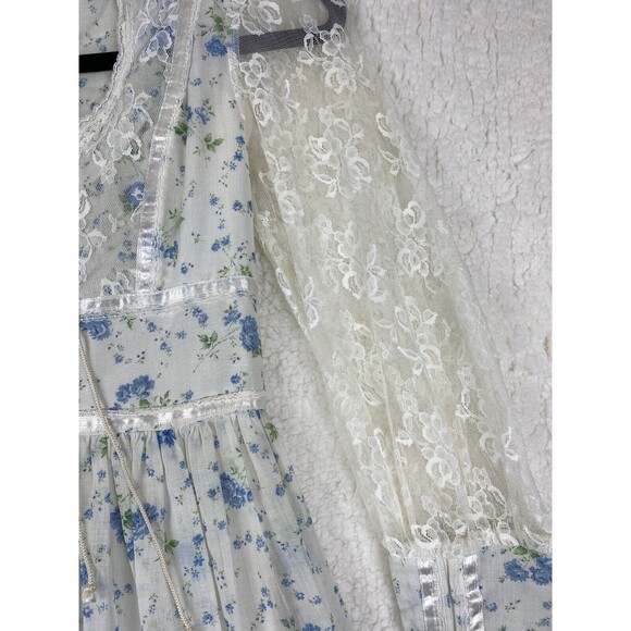 Jessica McClintock Gunne Sax Floral Lace Maxi Dress Cottage Core Prairie Vintage - Picture 9 of 16